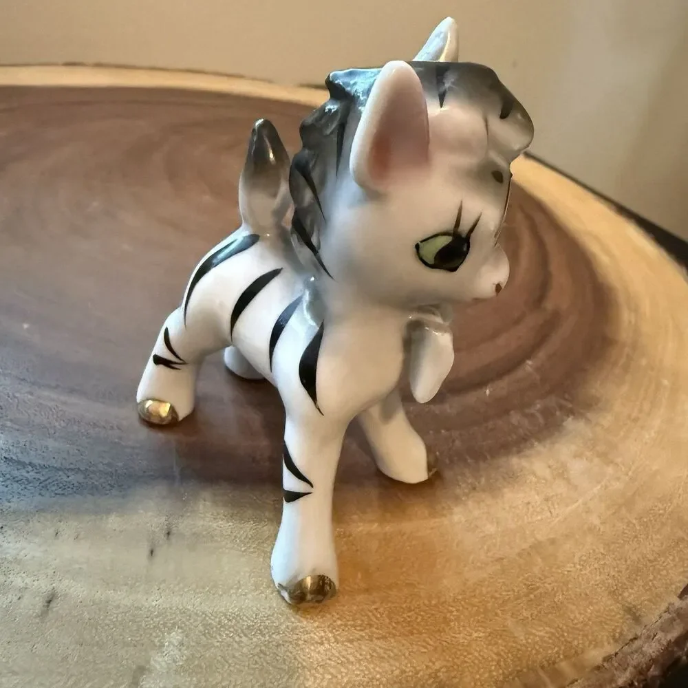 RARE Vintage Kitchie Ceramic Baby Zebra Figurine Made In Japan MCM 4”T 3” L